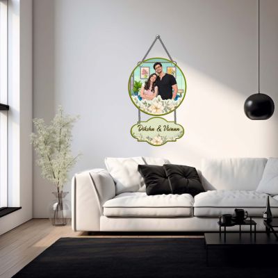 Personalized Cute Couple Photo Frame Wall Hanging For Bedroom, Living Room Decor Gift For Wife, Husband, Girlfriend, Boyfriend & Someone Special